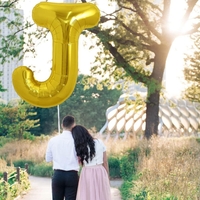 Balon Folie Metalizata Litera J, Flippy, 80 cm, Umflati cu Heliu sau Aer, Ambalaj Individual, Pai inclus, Auriu