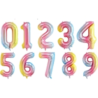 Balon din Folie Metalizata Gradient Flippy, Figurina Cifra, Tema Aniversare 100 cm, Ambalaj Individual, Pai inclus, Umflare cu Aer sau Heliu, Multicolor, Cifra 9