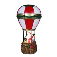Decoratiune de Craciun tip Balon cu Aer Cald, Flippy, Balon cu Mos Craciun, din Rasina, Model Balon cu Aer Cald si Mos Craciun Iluminare LED, 17 x 5 x 5 cm, Gri Rosu