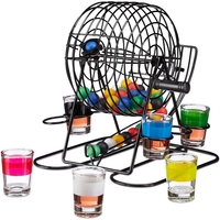 Joc Mini Loterie Flippy, Bingo, cu Pahare de Shot din Sticla, 20 x 20 x 19 cm, 48 Bile, Negru