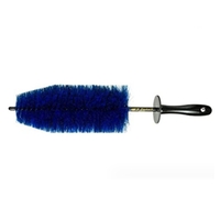 Set 3 Piese pentru Cosmetica Auto, Flippy, din Plastic si Otel, Maner Ergonomic, Perie Butuc, Anvelope, Detalii, Albastru