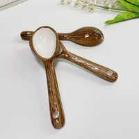 Cana din Ceramica, Flippy, 201-300 ml, cu Lingurita, Model Nuca de Cocos, Maro