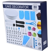 Set 80 Piese Ustensile pentru Ornare Prajituri, Flippy, din Plastic si Otel Inoxidabil, Forme Briose, Multicolor