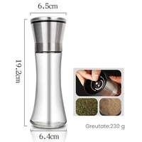 Rasnita Manuala pentru boabe, Flippy, Rasnita pentru Piper Sare Cafea, din Sticla cu Otel inoxidabil, 19.2 x 6.4 cm, volum 200 ml, Transparenta cu Capac din Inox