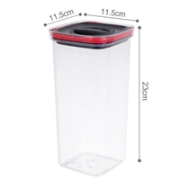 Cutie de Depozitare Alimente, Flippy, Cutie de tip Container, Recipient pentru Cereale in Bucatarie, 11.5 x 11.5 x 23 cm, volum 2000 ml, Transparenta cu Capac Negru