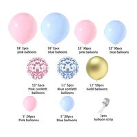 Baloane decorative pentru GENDER PARTY, Flippy, Arcada Set 130  baloane, Arcul de Baloane Roz si Albastru, Baloane Confetti Aurii, Multicolor