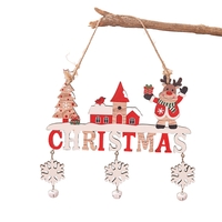 Decoratiune de Craciun din Lemn, Flippy, cu Snur pentru Agatare in Brad, Model Ren, Scris Let It Snow, 21.9x19 cm, Multicolor