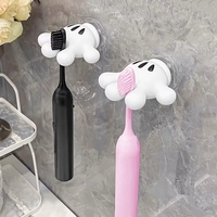 Suport de Baie, Flippy, Multifunctional, pentru Periute/Cabluri, din PVC, cu Ventuza, Model Manusa Mickey Mouse, 7 x 6.5 cm, Alb