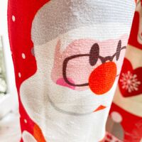 Husa Craciun pentru sticla de vin Flippy, tema Mos Craciun, material textil, 34 cm, multicolor