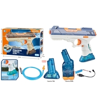 Pistol cu Apa Electric, Flippy, 2 Rezervoare 75/350 ml, din ABS+Silicon, Baterie, Incarcare USB, Conectare la Furtun, +6 Ani, Albastru