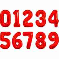 Balon din Folie Metalizata Flippy, Figurina Cifra, Tema Aniversare 80 cm, Ambalaj Individual, Pai inclus, Umflare cu Aer sau Heliu, Rosu, Cifra 3