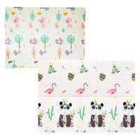 Covoras pentru Copii, Flippy, cu 2 Fete, Model Caprioare/Panda, din XPE+PE, Impermeabil, Antiderapant, Protectie Termica, +3 Luni, Pliabil, 150 x 200 x 1 cm, Multicolor