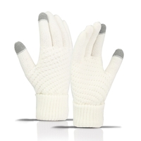Manusi de Dama, Flippy, Functie Touchscreen (ecran tactil), Material Acril Tricotat, Manseta Elastica, Interior Catifelat, Marime Universala, Alb