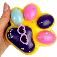 Jucarie Antistres Squishy, Flippy, Revenire Lenta, Model Labuta de Pisica, Squishy, BIG 12.5 x 10.5 cm, 220 g, Model 18, Roz Galben Mov
