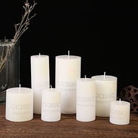 Lumanare Decorativa, Flippy, din Parafina, Cilindrica, Fara Fum si Fara Parfum, 7 x 15 cm, 500 g, Ardere 72h, Ivory Alb