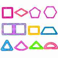 Set 60 Piese Magnetice de Constructie, Flippy, Piese Mari, Magnetic Blocks, Forme Geometrice, 3 Ani, ABS, Magnet, 22 x 17.2 x 8.5 cm, Multicolor