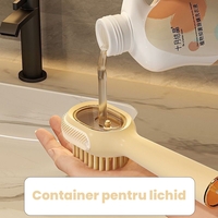Perie pentru Curatare Incaltaminte cu Recipient pentru Detergent, Flippy, Perie Multifunctionala pentru Incaltaminte si Lenjerie, cu Peri Moi, Fara Deteriorare, 22x6x4 cm, Galben