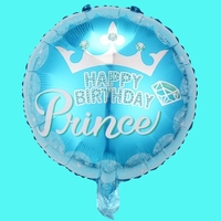 Balon din Folie Metalizata, Flippy, Figurine, Model Prince, Happy Birthday, Tematica Aniversare, 45 cm, Ambalaj Individual, Pai Inclus, Umflare cu Aer sau Heliu, Multicolor
