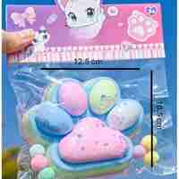 Jucarie Antistres Squishy, Flippy, cu Revenire Lenta, Model Labuta de Pisica, 200g, 12.5 x 10.5 cm Squeeze Pinch Family, Ambalaj Transparent, Model 4