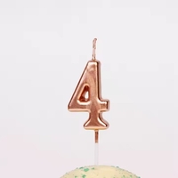 Lumanare de Tort, Flippy, Model Cifra 4, Party, 4.5 x 2.5 cm, din Parafina, Rose Gold