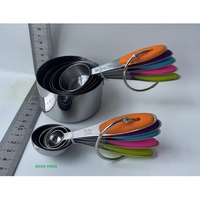 Set 10 Piese de Masurare, Flippy, 5 Linguri Gradate + 5 Cesti Gradate, Otel Inoxidabil + Silicon, 19 x 8 x 9 cm, Multicolor