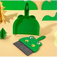 Set Mini Matura si Faras, Flippy, LITTLE CLEANER, Uz Casnic, pentru Birou, Bucatarie, Casa, Model Broscuta, 23 x 18 cm, Verde