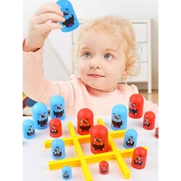Joc Interactiv, Flippy, Tic Tac Toe Gobble, din Plastic, +3 Ani, 18 Piese, 21.5 x 4 x 10 cm, Albastru/Rosu