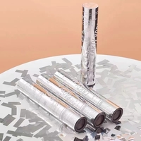 Tub de Confetti, Flippy, Party Popper, 30x5 cm, Confetii Lucioase Rezistente la Foc, Eliberare prin Rasucire, Argintiu