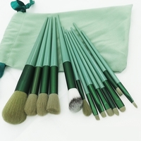 Set 13 pensule pentru machiaj, Flippy, super soft, makeup profesional/incepatori, verde