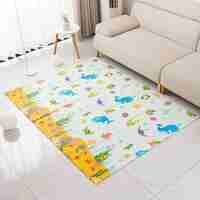 Covoras pentru Copii, Flippy, cu 2 Fete, Model Animale Marine/Exotice, din XPE+PE, Impermeabil, Antiderapant, Protectie Termica, +3 Luni, Pliabil, 150 x 200 x 1.5 cm, Multicolor