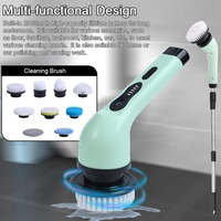 Perie Electrica de Curatare, Flippy, pentru Gresie, Baie, Bucatarie, 25x20x9.5 cm, cu 9 Capete, Maner Extensibil Detasabil 84-127cm, Incarcare USB-Type C, Rotire 360 de Grade, 3000 mAh, Culoare: Verde