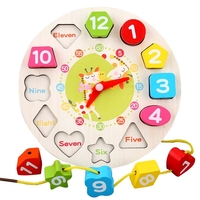 Jucarie Educativa Flippy, Tip Montessori, Model Ceas Girafa, din Lemn, + 36 Luni, 12 Piese, 17 cm, Multicolor
