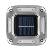 Set 4 Lampi Solare, Flippy, 8 LED-uri, IP65, din ABS+PC, 6-12 h Iluminare, Baterie 1.2 V 600 mAh, Montare pe Perete/Pamant, Lumina Alb Cald, 9 x 9 x 5.5 cm, Gri