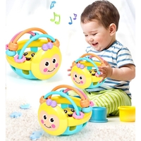 Jucarie Minge pentru Bebelusi, Flippy, pentru Dentitie, Interactiva, 0-12 Luni, Galben-Multicolor