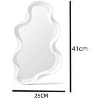 Oglinda de Perete, Flippy, Decorativa, pentru Baie, Dormitor, Sufragerie, Model Minimalist in Forma de Nor, 41x26 cm, Alb