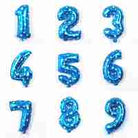 Balon din Folie Metalizata Flippy, Figurina Cifra, Imprimeu Stele, Tema Aniversare 80 cm, Ambalaj Individual, Pai inclus, Umflare cu Aer sau Heliu, Albastru, Cifra 9
