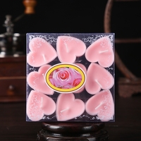 Set 9 Lumanari in Forma de Inima, Flippy, pentru Ziua Indragostitilor, Aroma de Trandafiri, Ardere 3.5 h, din Parafina, 4 x 2 cm, Roz