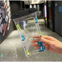 Husa subacvatica Kids Waterproof Flippy, Snowproof, Universala, cu Snur, pentru telefon sau documente, Dino, Negru