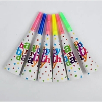 Set 6 Suflatori, Flippy, Colectia Happy Birthday, 20 cm, din Carton, Multicolor