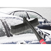 Perie de Zapada cu Racleta pentru Masina, Flippy, Multifunctionala, Rotativa, Demontabila, cu Maner Antiderapant, Aluminiu, Plastic, Fragmentarea Ghetii de pe Parbriz, Solutia pentru Iarna, pentru Dezghetare, 54x10.5x27 cm, Rosie