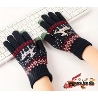 Manusi de Dama, Flippy, Model Ren, Functie Touchscreen (ecran tactil), Material Acril Tricotat, Manseta Elastica, Interior Catifelat, Marime Universala, Albastru Marin