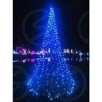 Instalatie Craciun, 60 m, 600 Led-uri ,Liniara, Albastru, 8 jocuri de lumini, Transformator, Interconectabila, Prelungitor 3 m inclus, Fir Transparent, Flippy