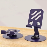 Suport rotativ pentru telefon, Flippy, Complet Metalic, Pliabil, Design Modern pentru Desktop, Multifunctional, Compatibil cu Tableta, 10.5 x 9 x 9 cm, 80 g, Mov