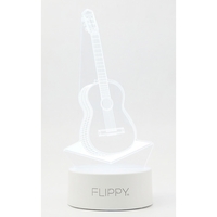 Lampa LED decorativa, Flippy, 3D, Chitara, din material acril si lumina multicolora, alb