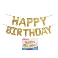 Set 13 Baloane Folie, Flippy, Tip Ghirlanda, Model Happy Birthday, 40 cm, Auriu