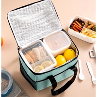 Geanta Termica Flippy pentru Pranz, Compartimente Telefon si Tacamuri, Multifunctionala, Impermeabila, 24x18x21 cm, Verde