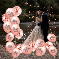 Set 10 Baloane din Latex, Flippy, Model Party Bride To Be, 30 cm, 2.8 g, Transparent, cu Confetti, Roz