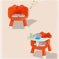 Scaun de Masa pentru Copii, Flippy, 2 in 1, Tavita Detasabila, Spatar Ergonomic, +6 Luni, Inaltime 36 cm, Portocaliu