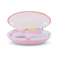Set Pila Electrica pentru Copii si Bebelusi, Flippy, ABS, 6 Accesorii, cu Lumina LED, Roz Alb