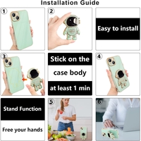 Husa de Protectie TPU 2in1, Flippy, pentru Apple iPhone 14, Astronaut cu Suport, Antisoc, Rezistenta la Impact, Protectie Camera, Verde